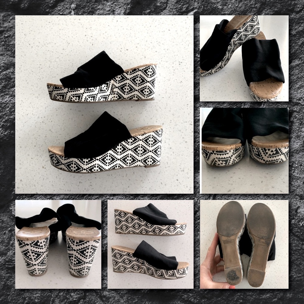 Madeline Black and White Wedges